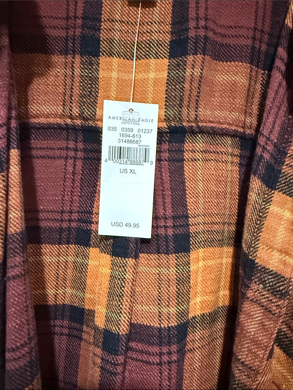 NWT American eagle oversized washed flannel - Picture 2 of 3